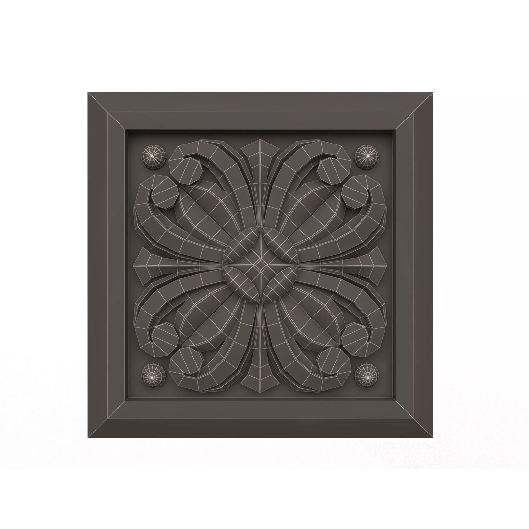 Rosette Carved Decoration 3D Model – Low Poly Architectural Ornament, FBX, OBJ - View 12