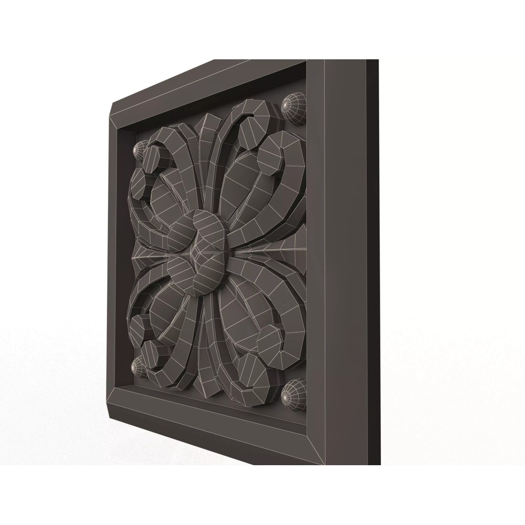 Rosette Carved Decoration 3D Model – Low Poly Architectural Ornament, FBX, OBJ - View 14