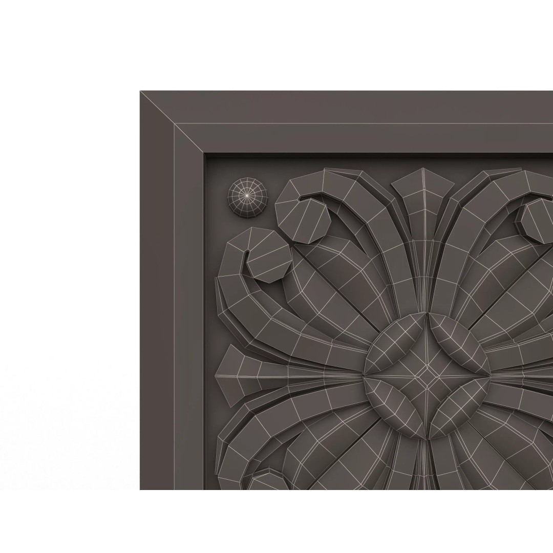 Rosette Carved Decoration 3D Model – Low Poly Architectural Ornament, FBX, OBJ - View 15