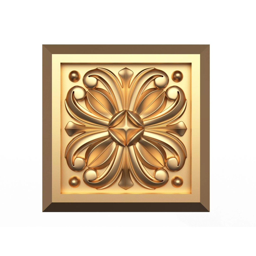 Rosette Carved Decoration 3D Model – Low Poly Architectural Ornament, FBX, OBJ - View 2