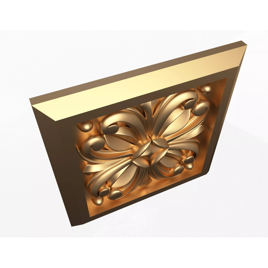 Rosette Carved Decoration 3D Model – Low Poly Architectural Ornament, FBX, OBJ - View 3