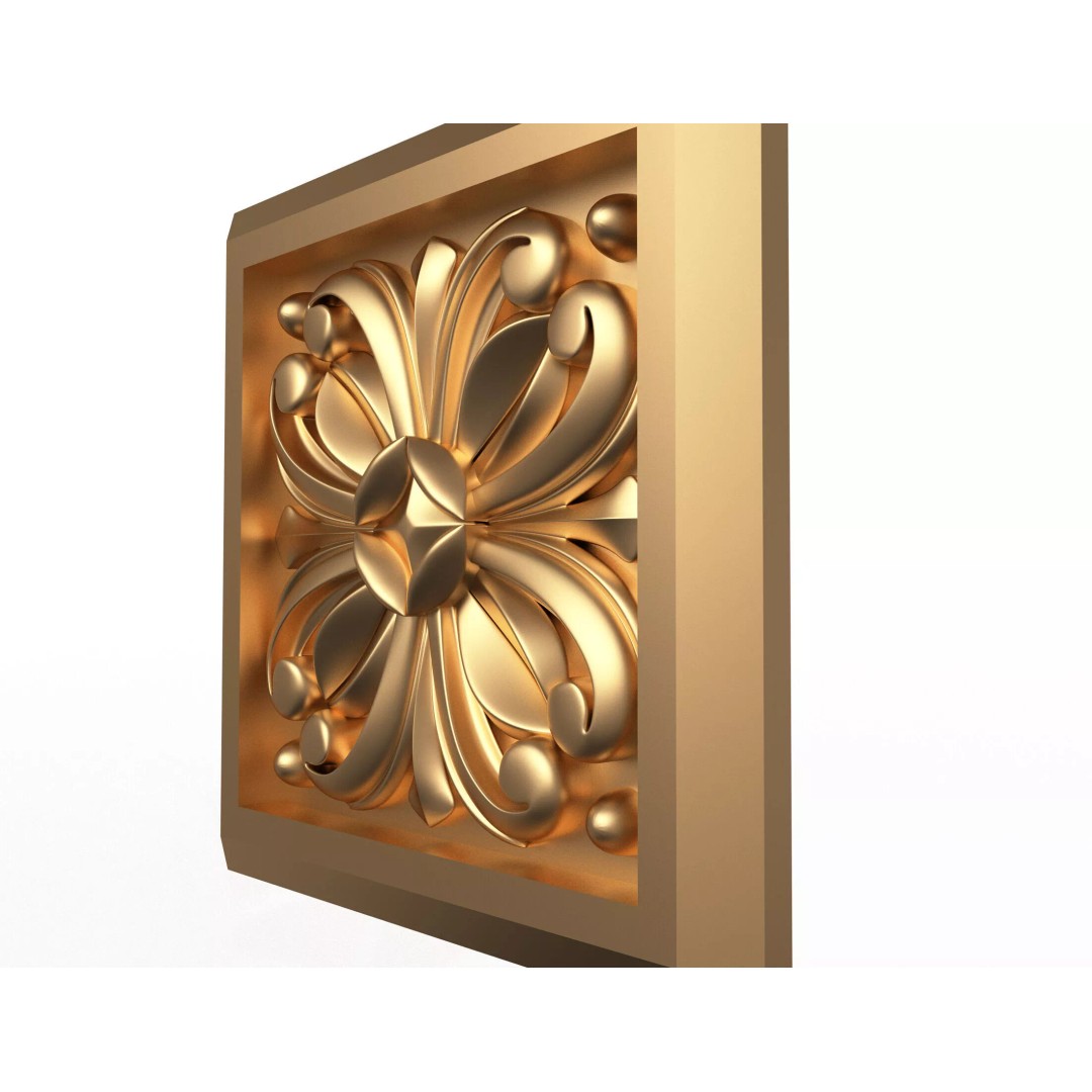 Rosette Carved Decoration 3D Model – Low Poly Architectural Ornament, FBX, OBJ - View 4