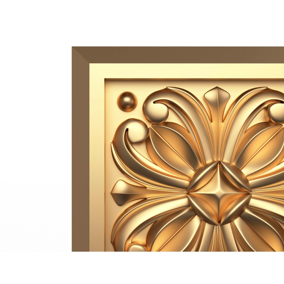 Rosette Carved Decoration 3D Model – Low Poly Architectural Ornament, FBX, OBJ - View 5