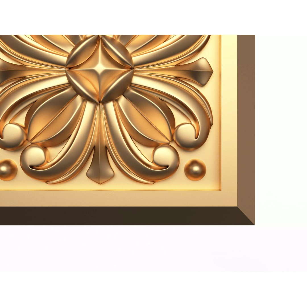 Rosette Carved Decoration 3D Model – Low Poly Architectural Ornament, FBX, OBJ - View 6