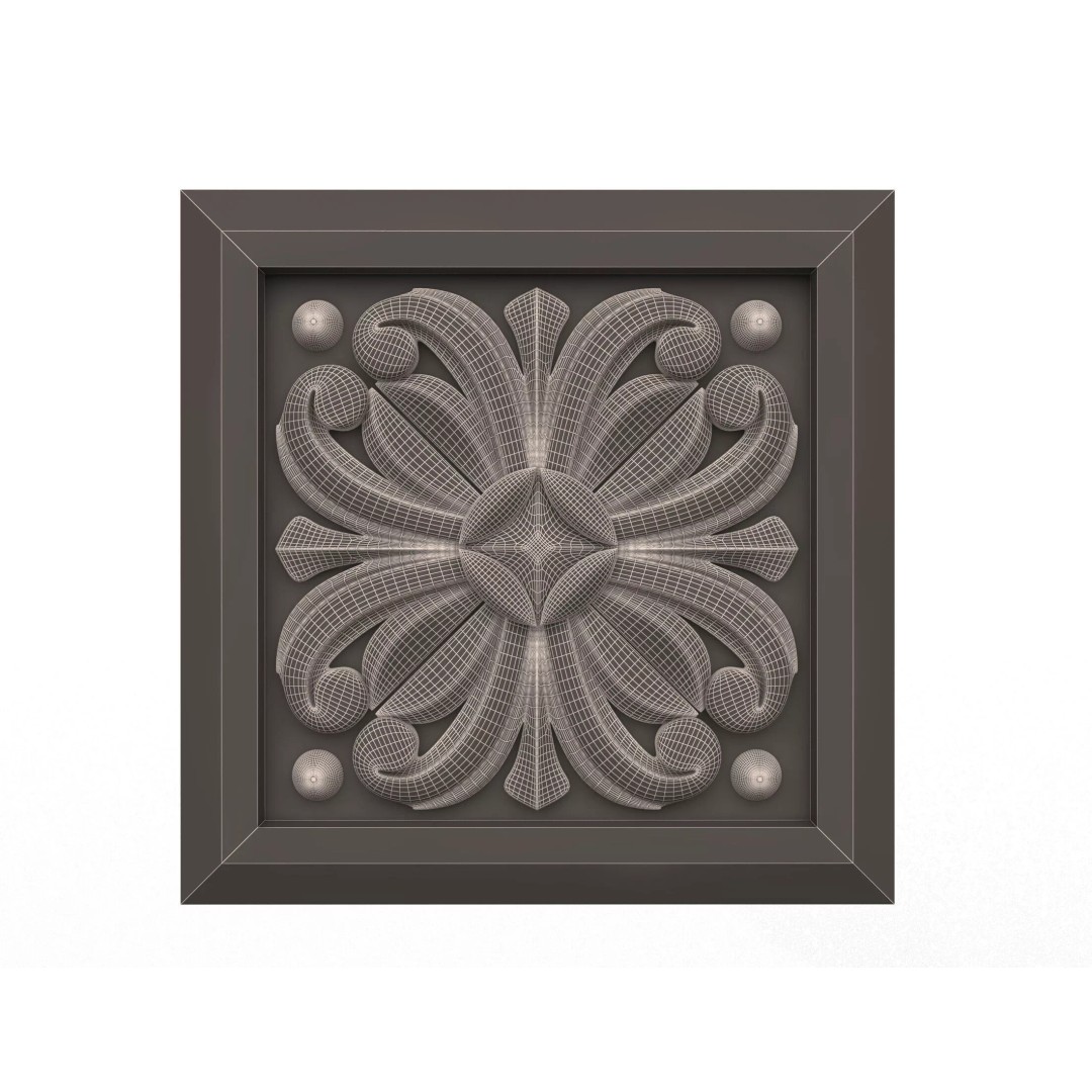 Rosette Carved Decoration 3D Model – Low Poly Architectural Ornament, FBX, OBJ - View 7