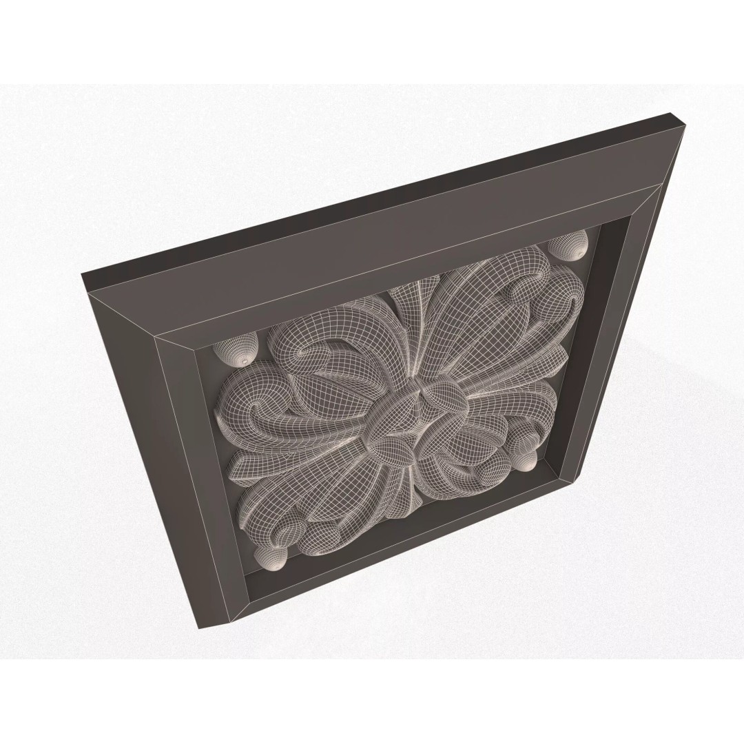 Rosette Carved Decoration 3D Model – Low Poly Architectural Ornament, FBX, OBJ - View 8