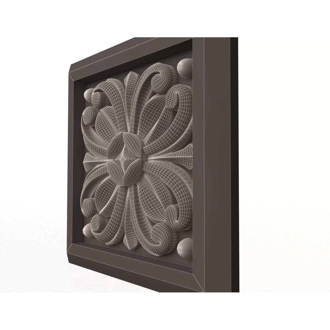 Rosette Carved Decoration 3D Model – Low Poly Architectural Ornament, FBX, OBJ - View 9