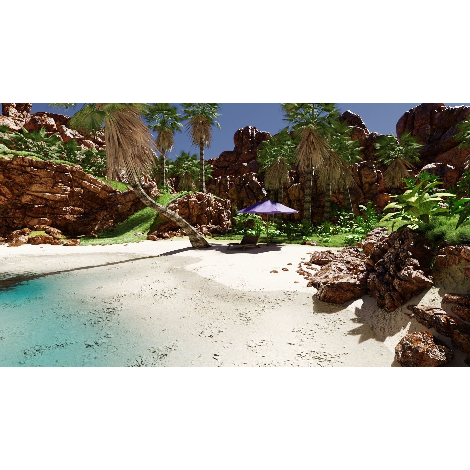Tropical Beach Scene - Game-Ready 3D Model - View 3