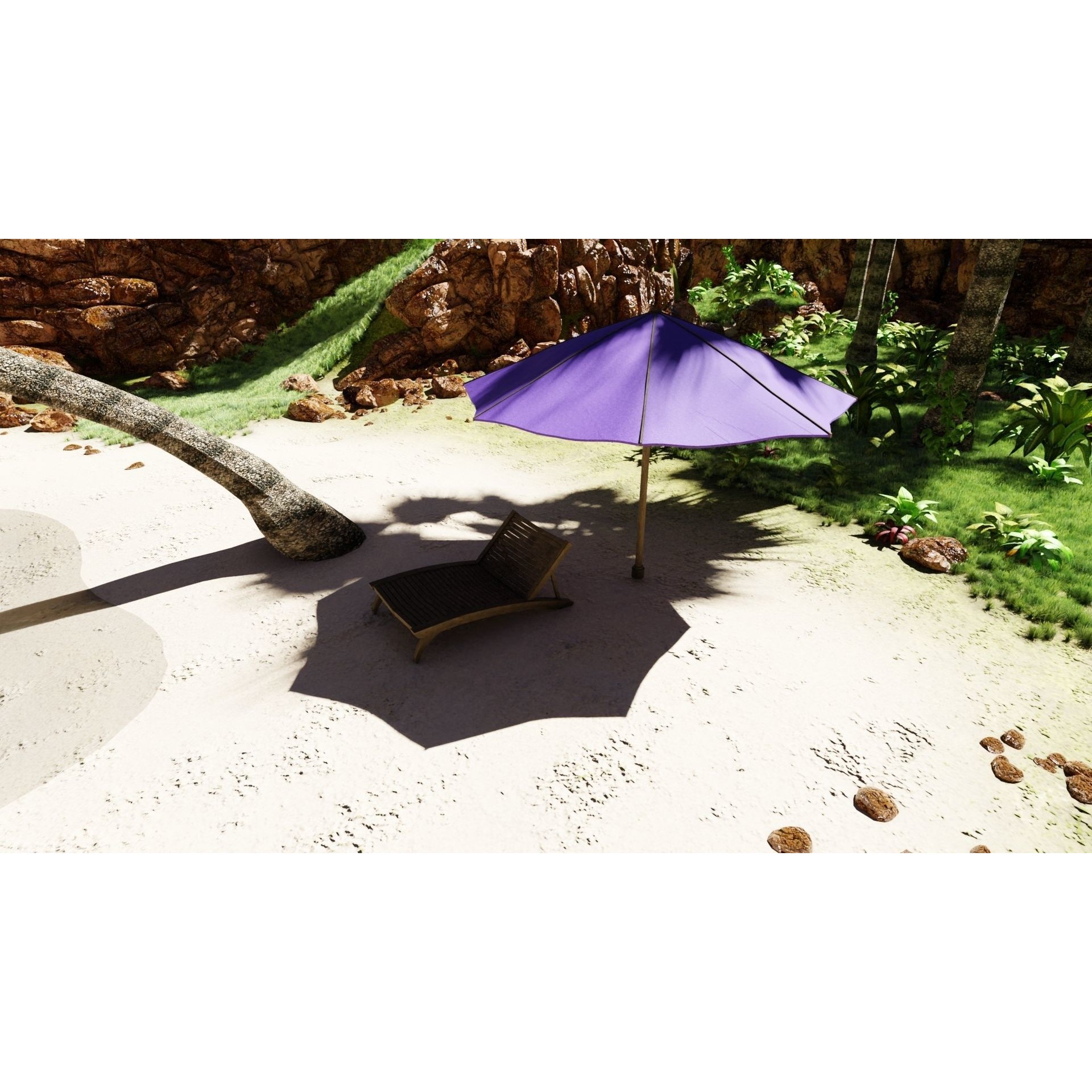 Tropical Beach Scene - Game-Ready 3D Model - View 4