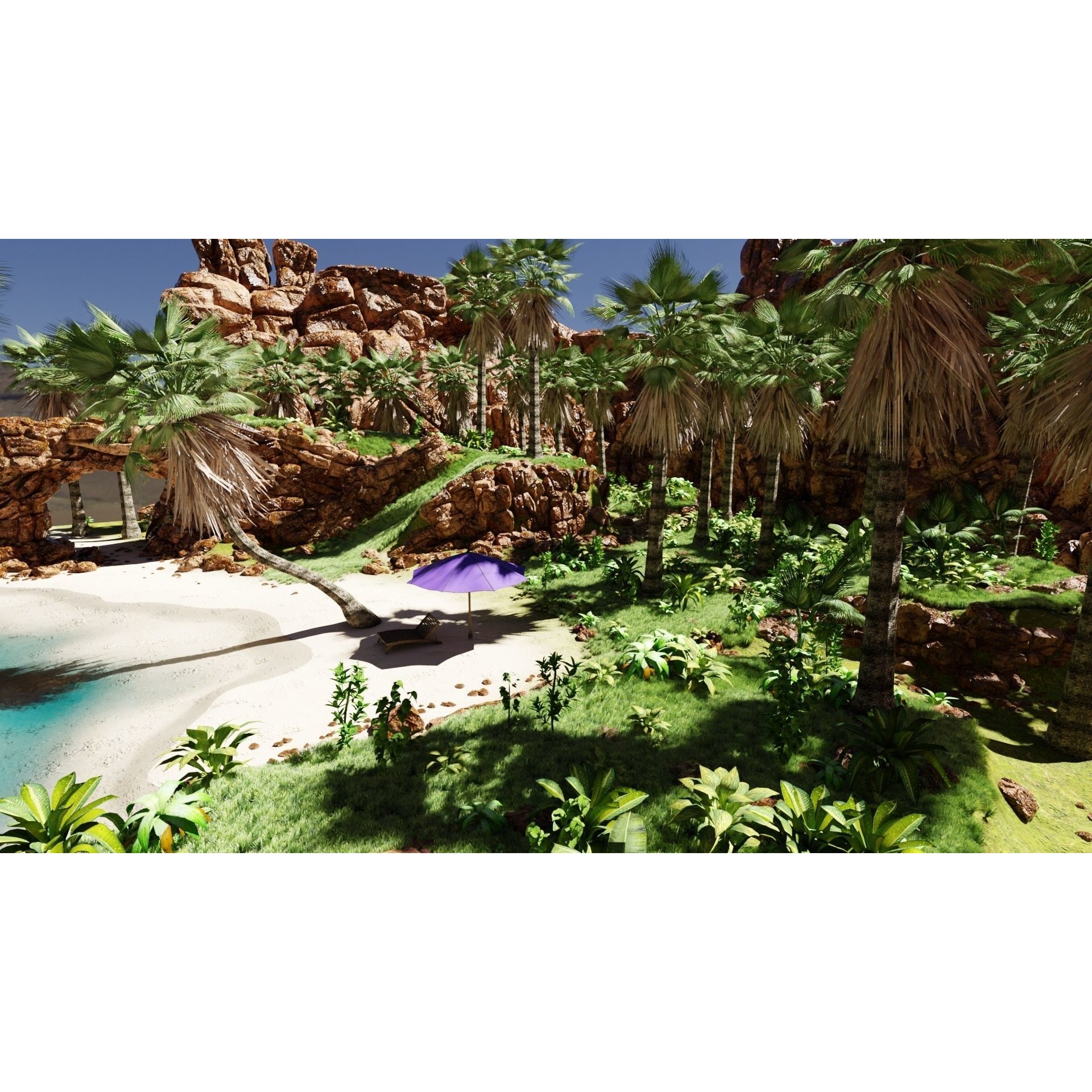 Tropical Beach Scene - Game-Ready 3D Model - View 7