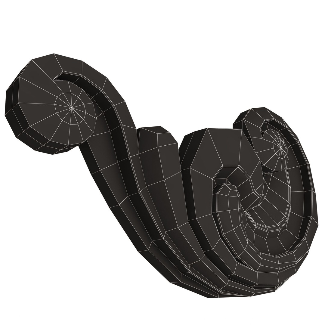 Carved Plaster Molding 3D Model – Low Poly Architectural Decoration, FBX, OBJ - View 12