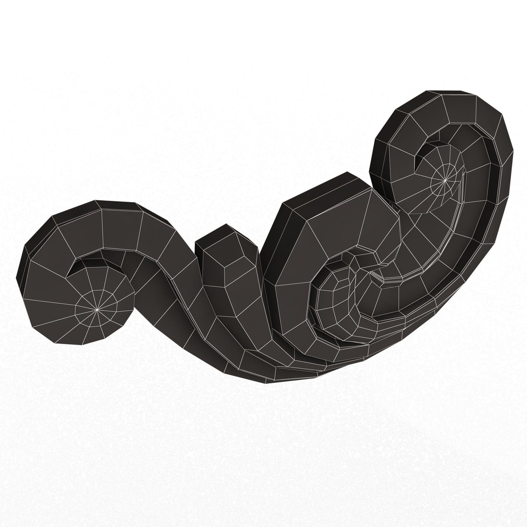 Carved Plaster Molding 3D Model – Low Poly Architectural Decoration, FBX, OBJ - View 8