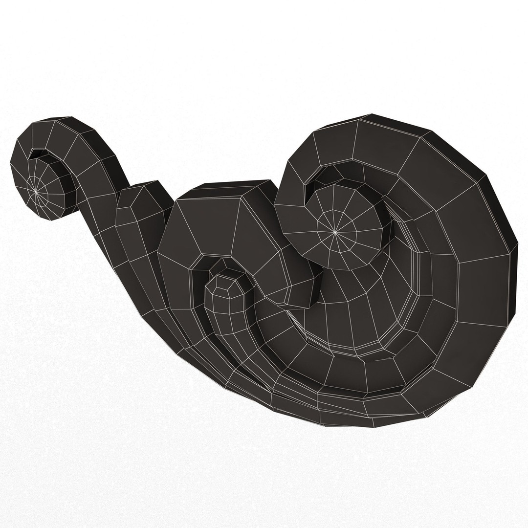 Carved Plaster Molding 3D Model – Low Poly Architectural Decoration, FBX, OBJ - View 9