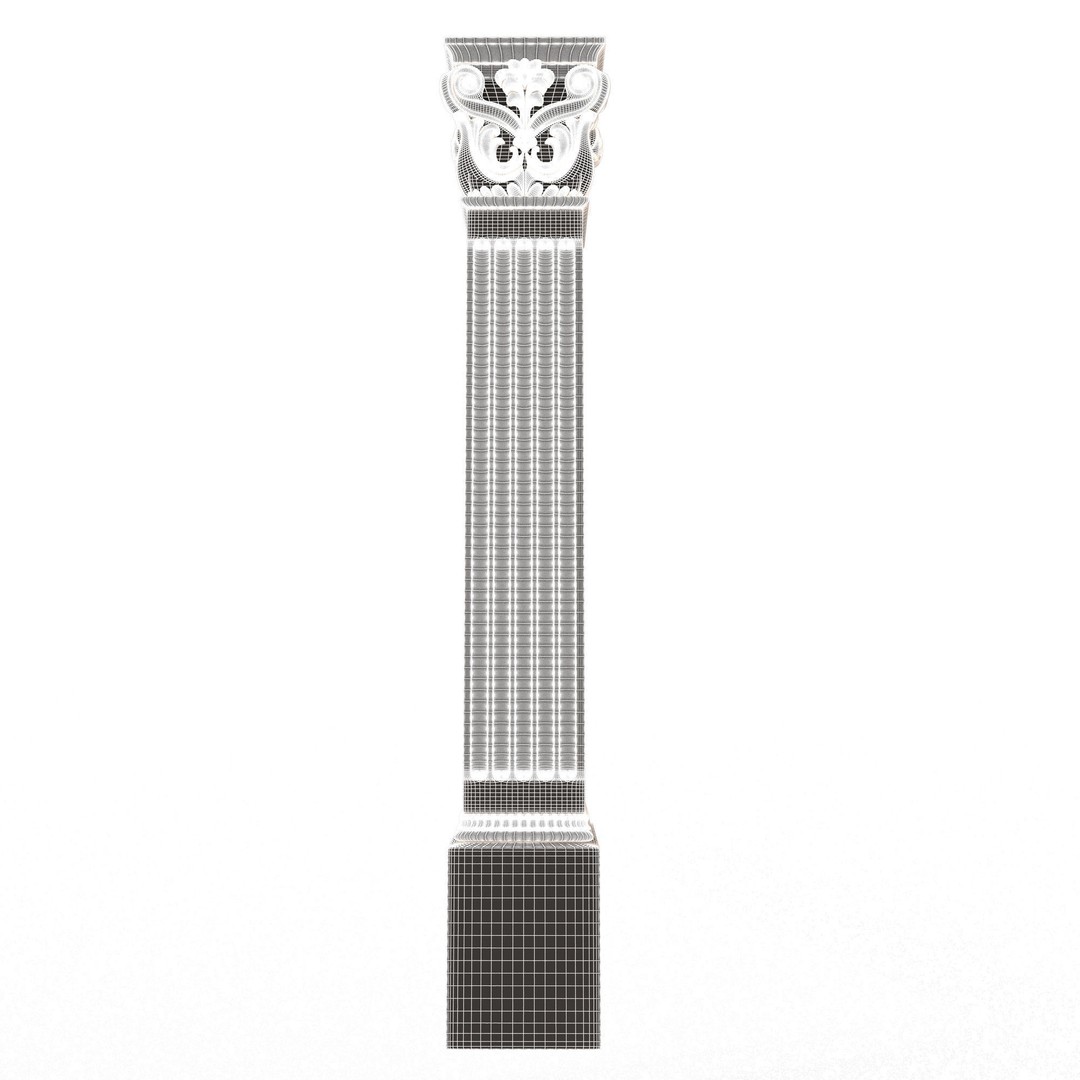 Column Capital 3D Model – Low Poly Architectural Decoration, FBX, OBJ - View 12