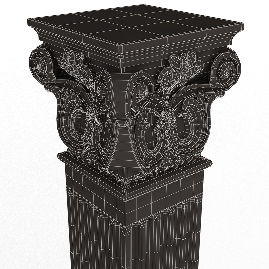 Column Capital 3D Model – Low Poly Architectural Decoration, FBX, OBJ - View 15