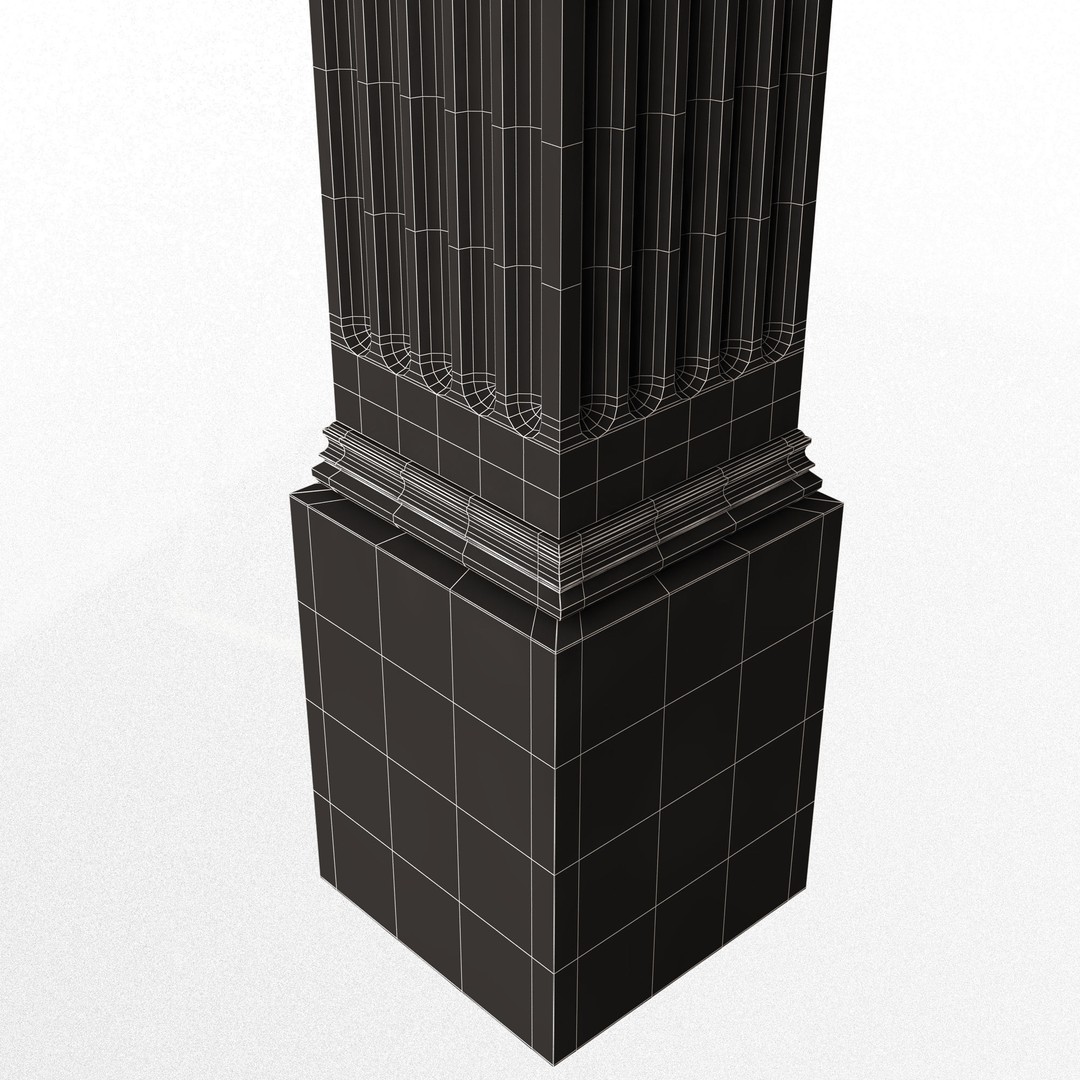 Column Capital 3D Model – Low Poly Architectural Decoration, FBX, OBJ - View 16