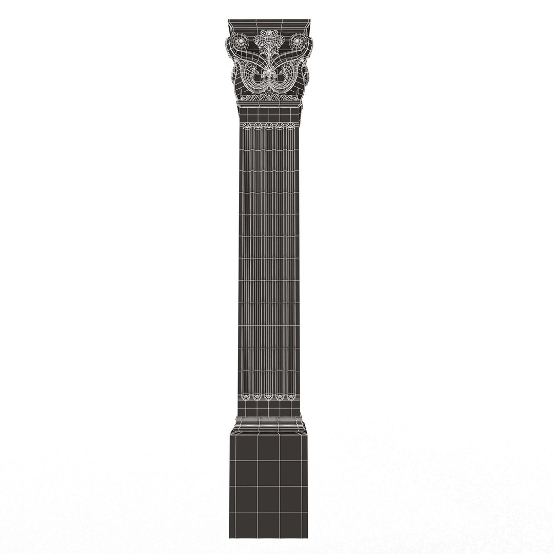 Column Capital 3D Model – Low Poly Architectural Decoration, FBX, OBJ - View 18