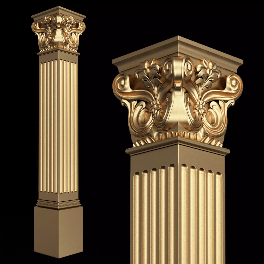 Column Capital 3D Model – Low Poly Architectural Decoration, FBX, OBJ - View 2