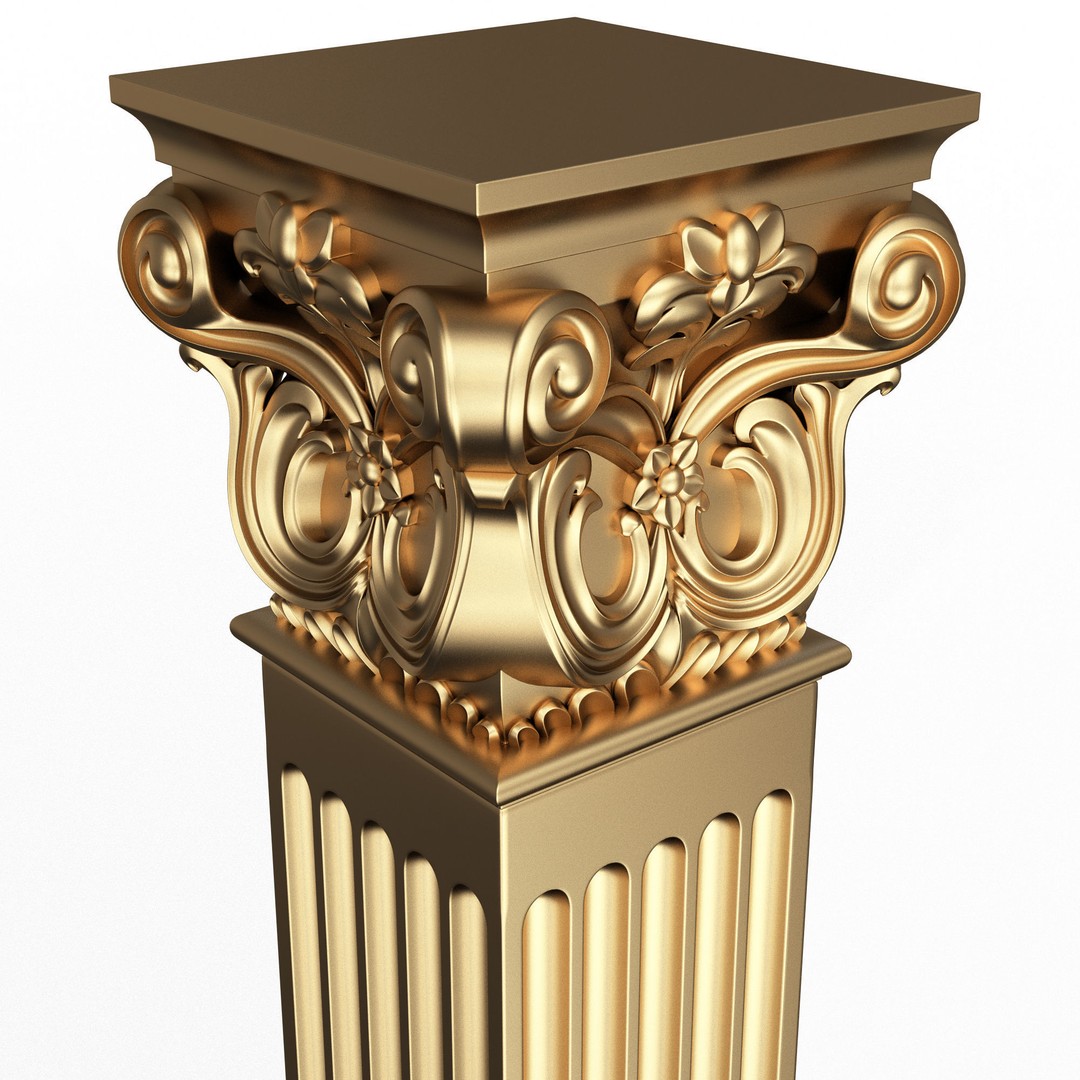 Column Capital 3D Model – Low Poly Architectural Decoration, FBX, OBJ - View 3