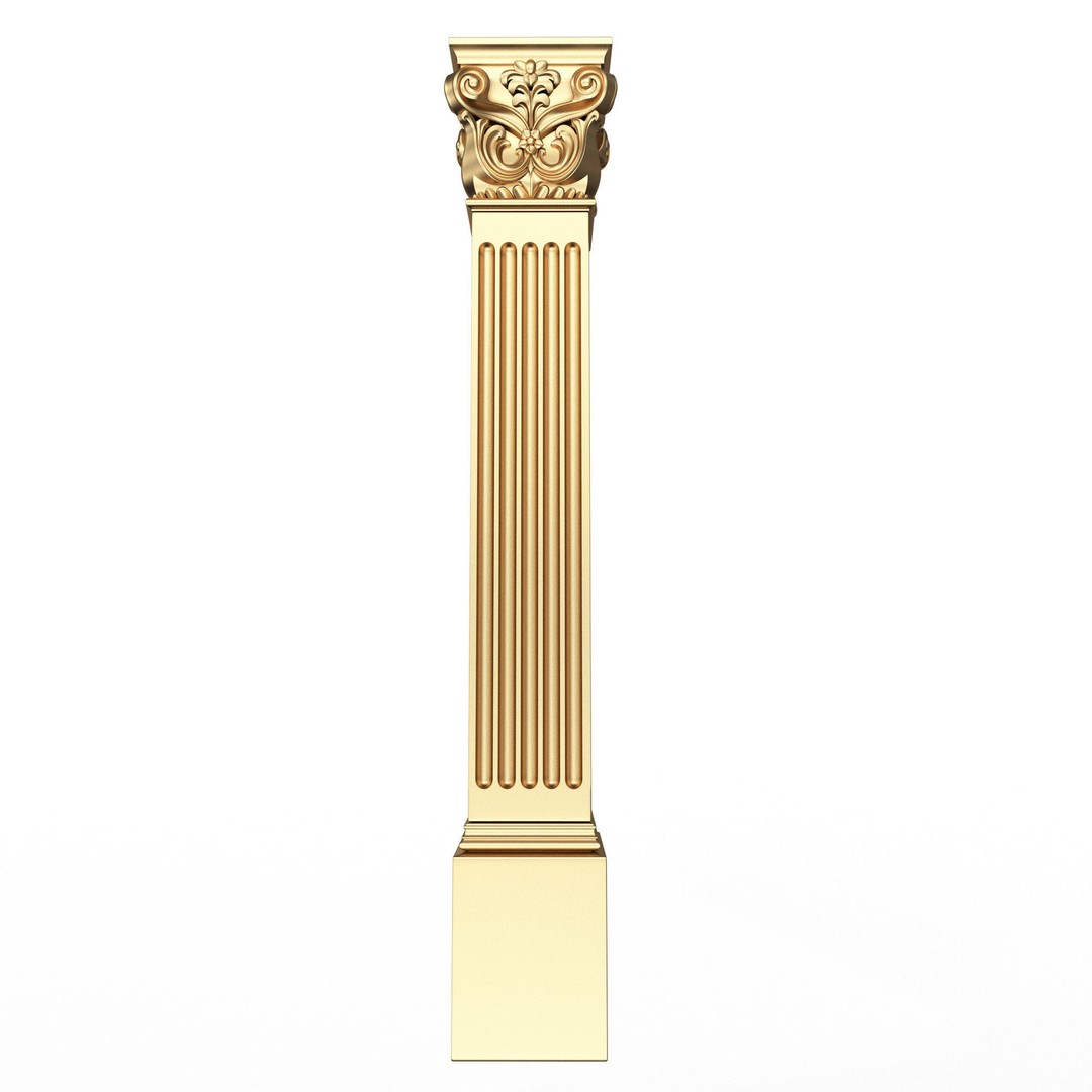 Column Capital 3D Model – Low Poly Architectural Decoration, FBX, OBJ - View 6