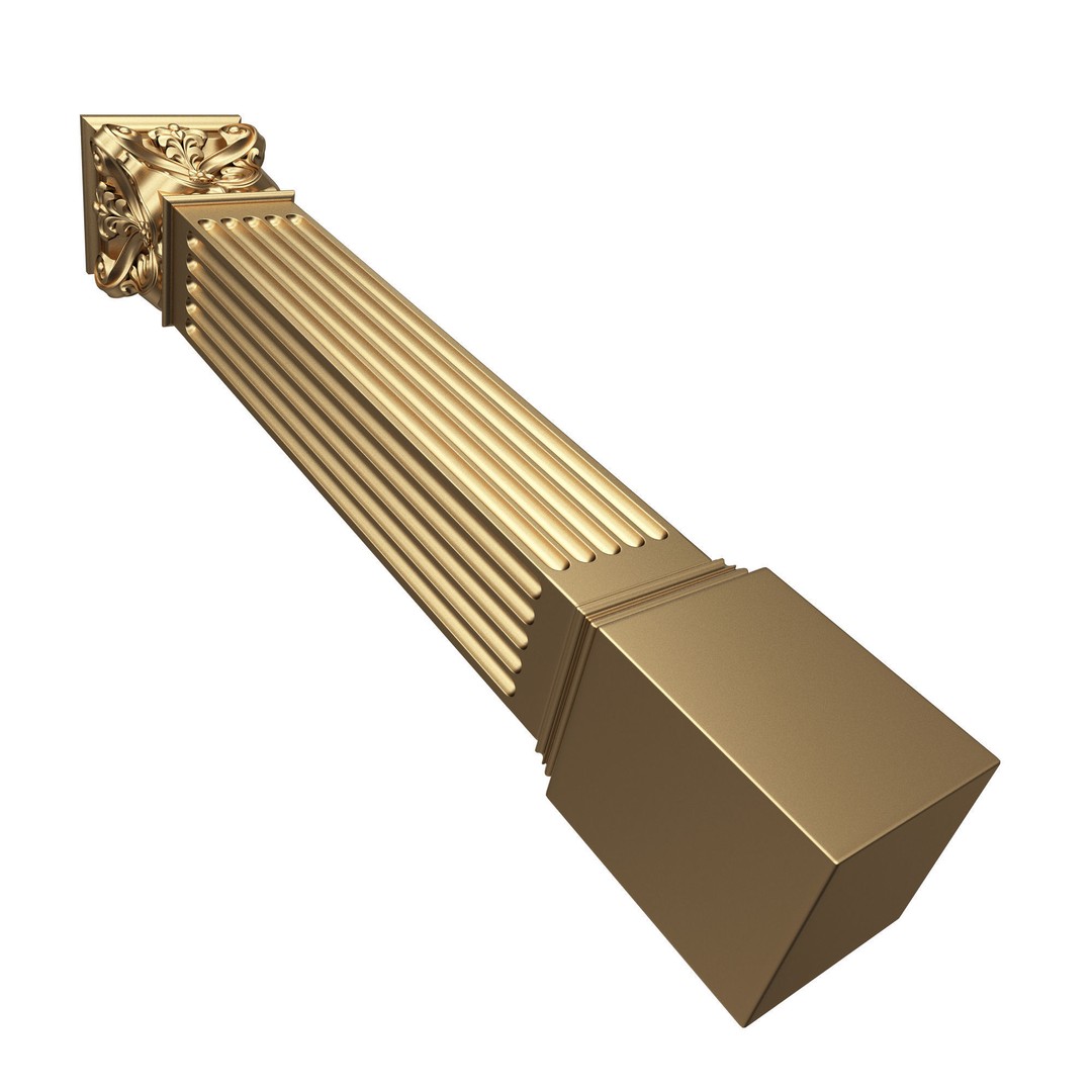 Column Capital 3D Model – Low Poly Architectural Decoration, FBX, OBJ - View 7