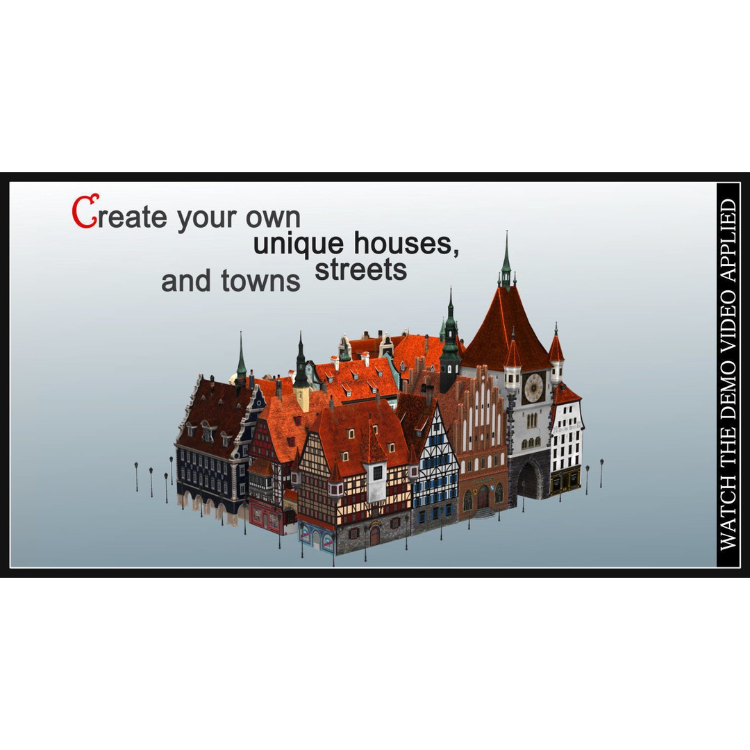 Old European Town 3D Model – Low Poly Architectural Asset, FBX/OBJ