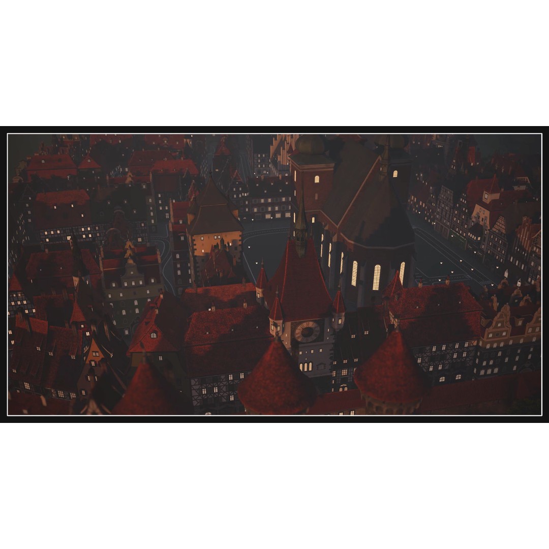 Old European Town 3D Model – Low Poly Architectural Asset, FBX/OBJ - View 12