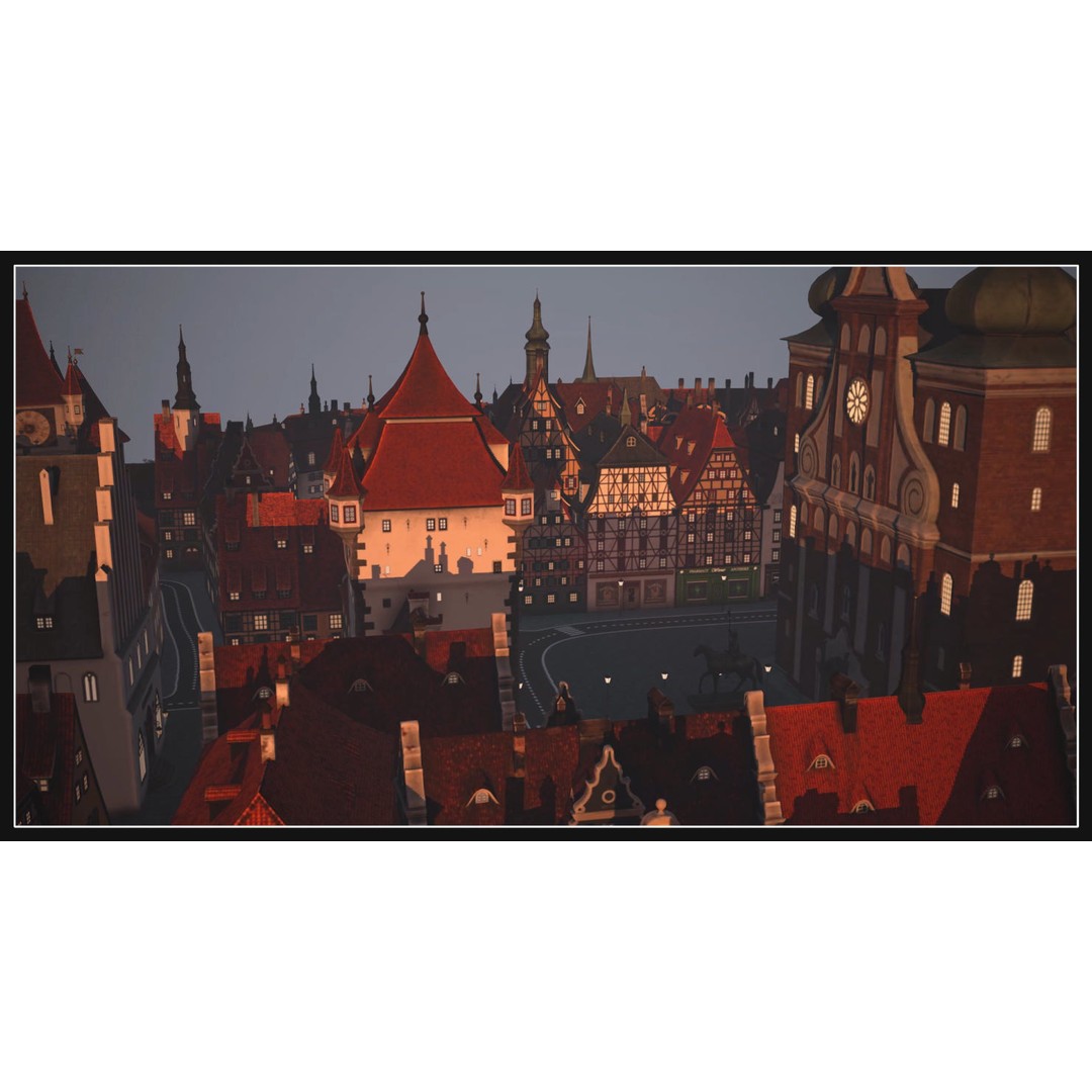 Old European Town 3D Model – Low Poly Architectural Asset, FBX/OBJ - View 14