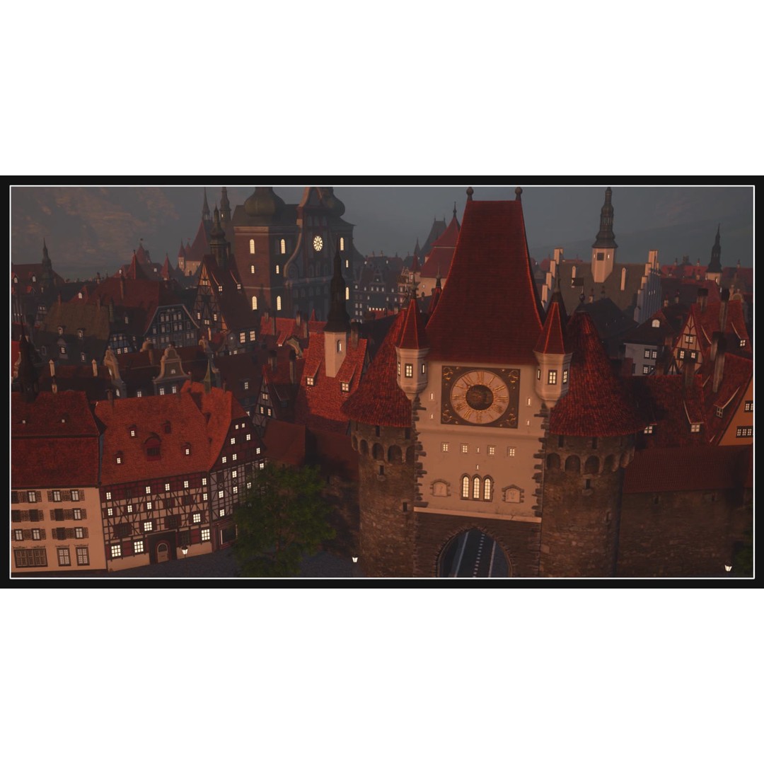 Old European Town 3D Model – Low Poly Architectural Asset, FBX/OBJ - View 15