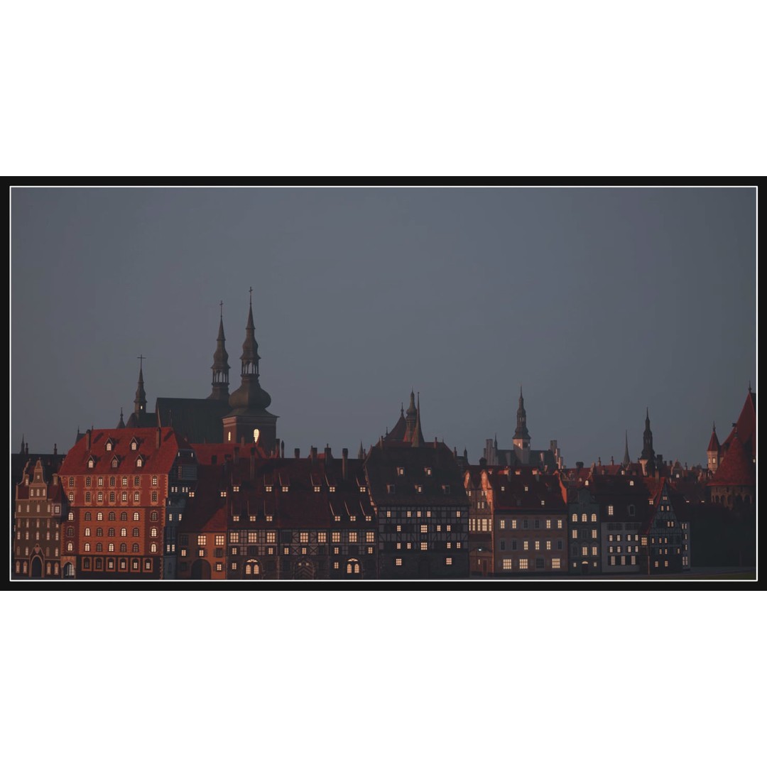 Old European Town 3D Model – Low Poly Architectural Asset, FBX/OBJ - View 17