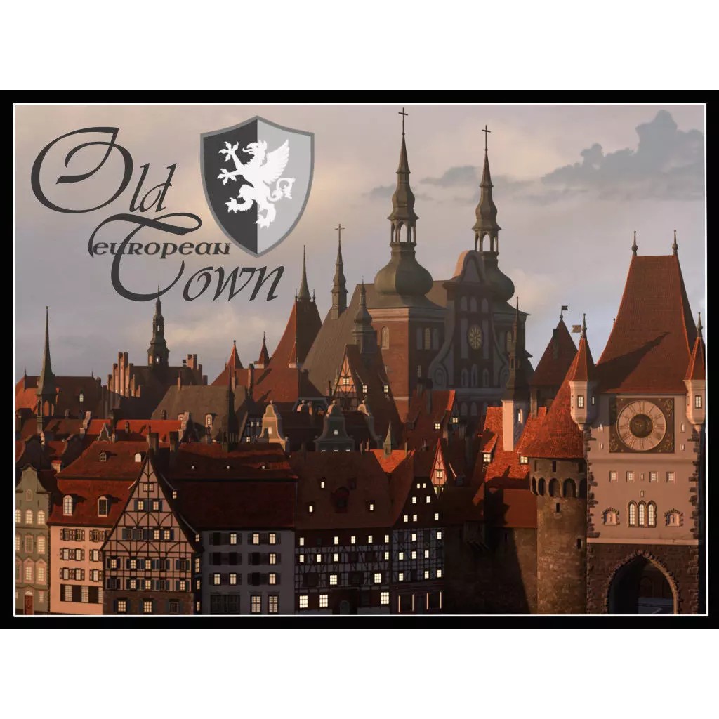Old European Town 3D Model – Low Poly Architectural Asset, FBX/OBJ - View 2