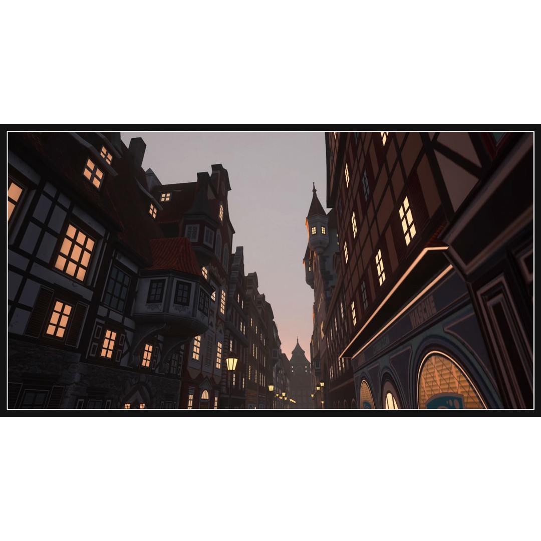 Old European Town 3D Model – Low Poly Architectural Asset, FBX/OBJ - View 24