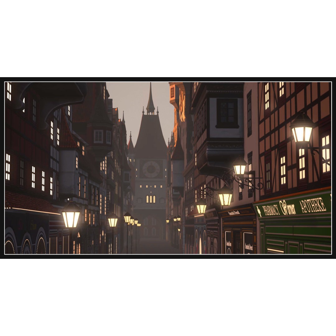 Old European Town 3D Model – Low Poly Architectural Asset, FBX/OBJ - View 25