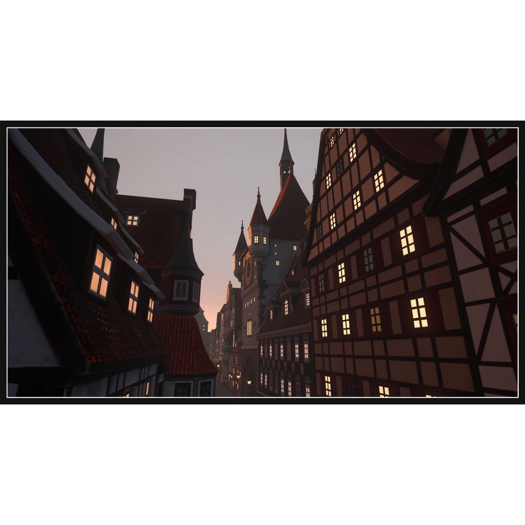 Old European Town 3D Model – Low Poly Architectural Asset, FBX/OBJ - View 28