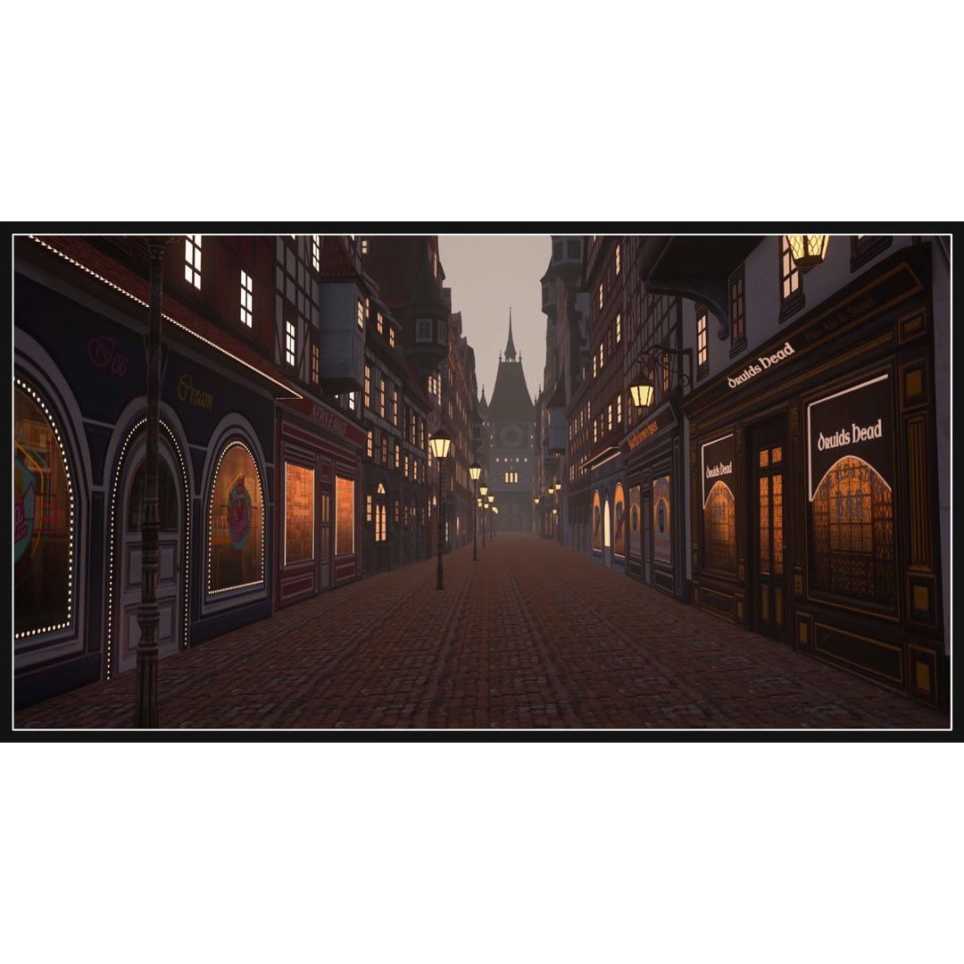 Old European Town 3D Model – Low Poly Architectural Asset, FBX/OBJ - View 29