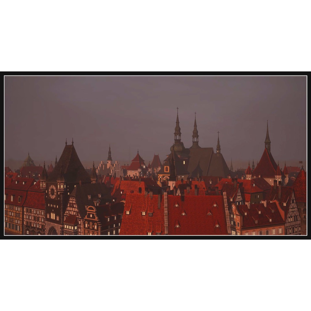 Old European Town 3D Model – Low Poly Architectural Asset, FBX/OBJ - View 3