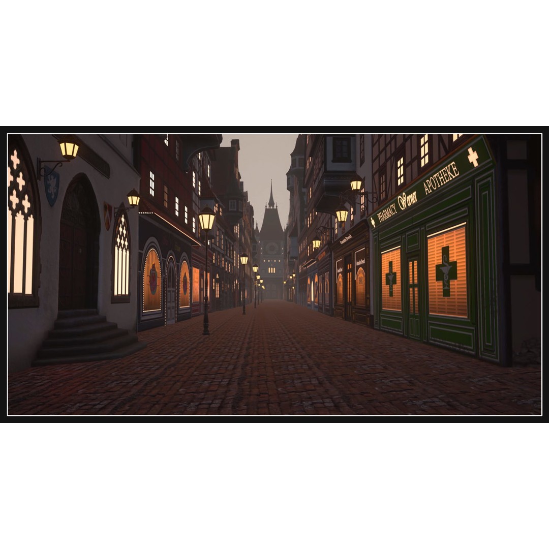 Old European Town 3D Model – Low Poly Architectural Asset, FBX/OBJ - View 31