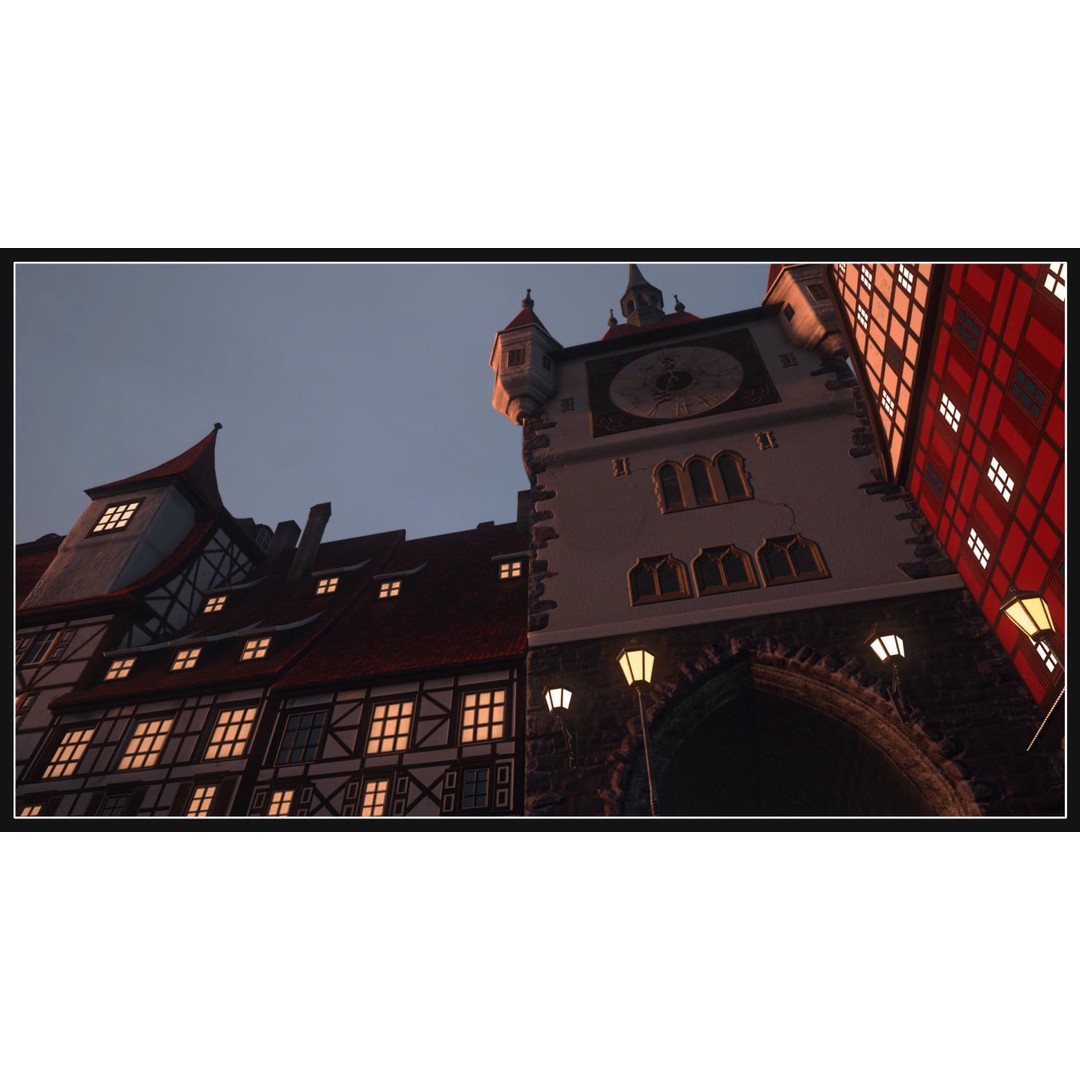 Old European Town 3D Model – Low Poly Architectural Asset, FBX/OBJ - View 33