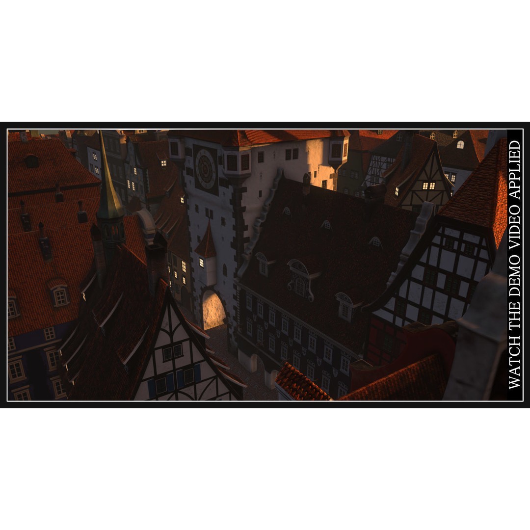Old European Town 3D Model – Low Poly Architectural Asset, FBX/OBJ - View 44