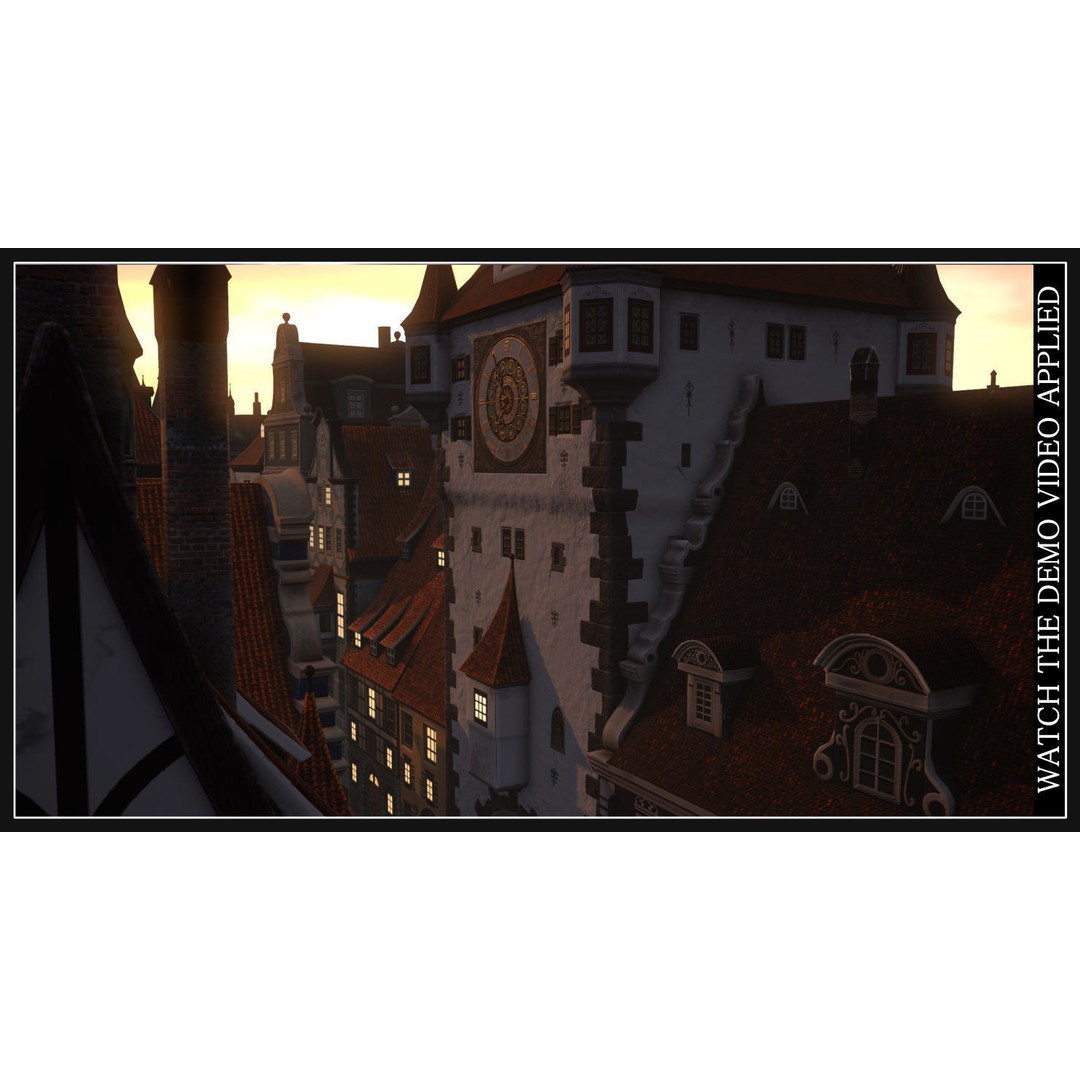 Old European Town 3D Model – Low Poly Architectural Asset, FBX/OBJ - View 46