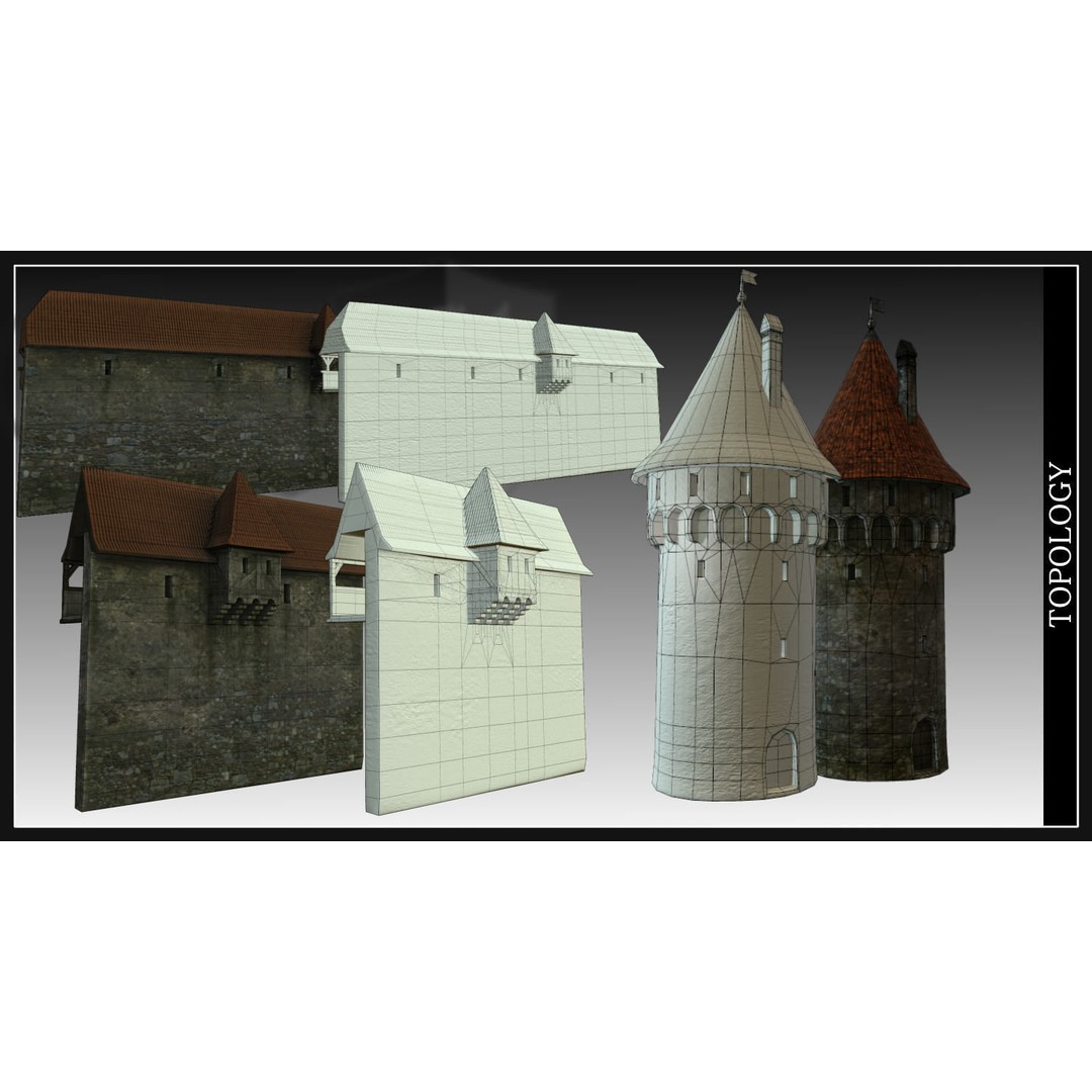 Old European Town 3D Model – Low Poly Architectural Asset, FBX/OBJ - View 68