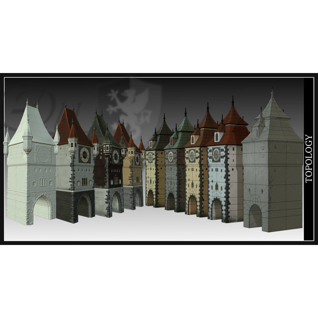 Old European Town 3D Model – Low Poly Architectural Asset, FBX/OBJ - View 69
