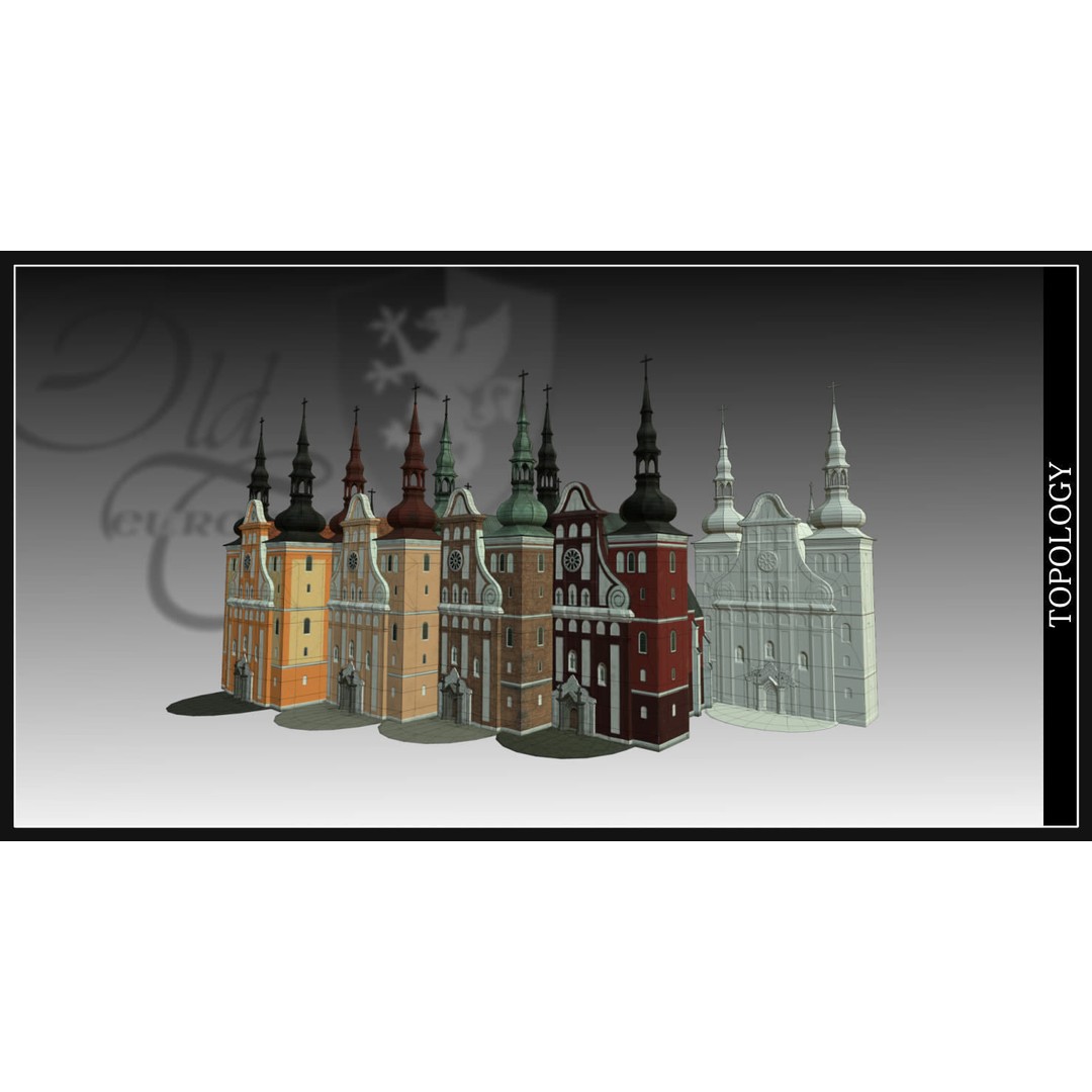 Old European Town 3D Model – Low Poly Architectural Asset, FBX/OBJ - View 70