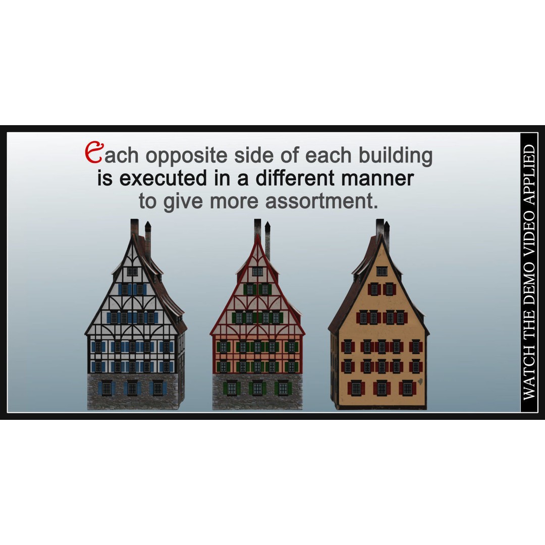 Old European Town 3D Model – Low Poly Architectural Asset, FBX/OBJ - View 79