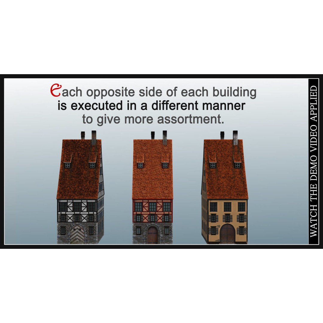 Old European Town 3D Model – Low Poly Architectural Asset, FBX/OBJ - View 80