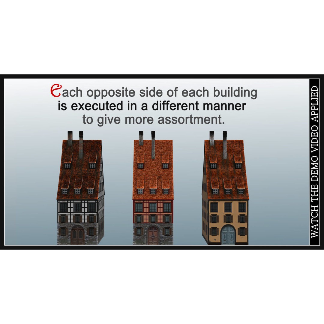 Old European Town 3D Model – Low Poly Architectural Asset, FBX/OBJ - View 81