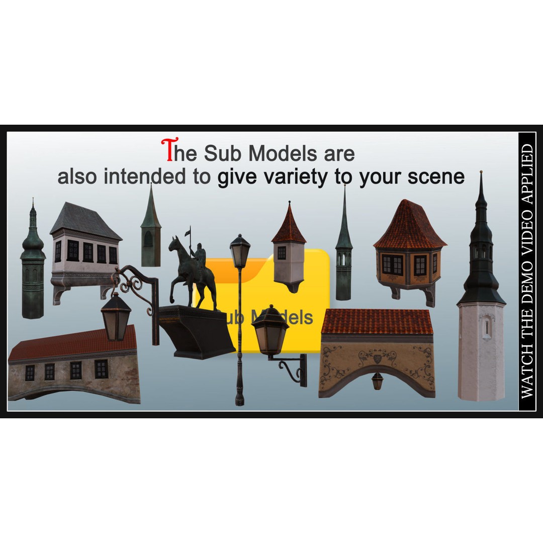 Old European Town 3D Model – Low Poly Architectural Asset, FBX/OBJ - View 84