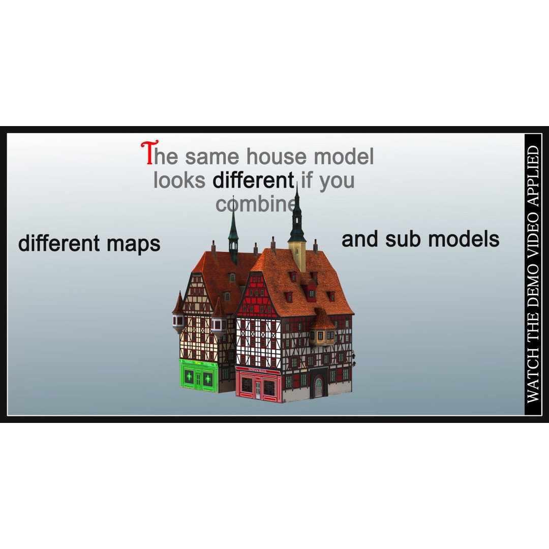 Old European Town 3D Model – Low Poly Architectural Asset, FBX/OBJ - View 85