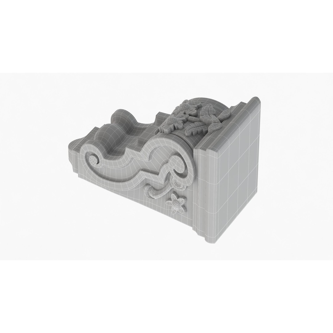 Scroll Corbel 3D Model – Classical Architectural Detail, FBX, OBJ