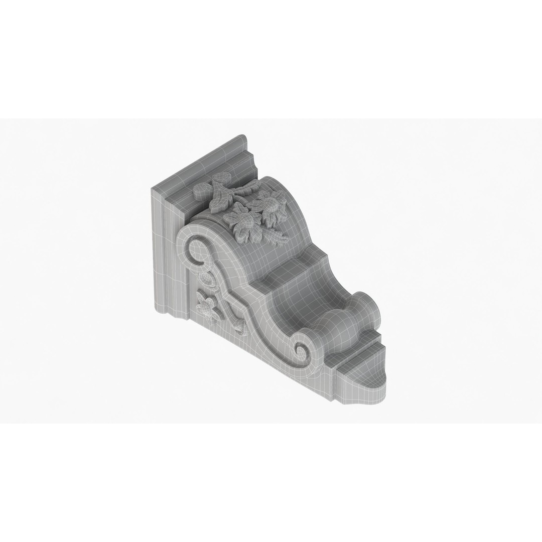 Scroll Corbel 3D Model – Classical Architectural Detail, FBX, OBJ - View 10
